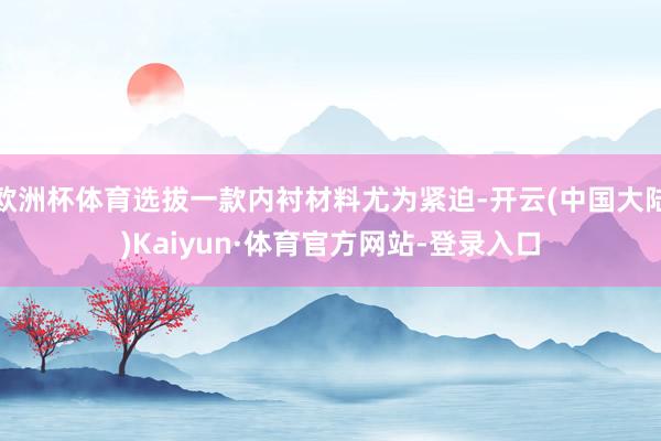 欧洲杯体育选拔一款内衬材料尤为紧迫-开云(中国大陆)Kaiyun·体育官方网站-登录入口