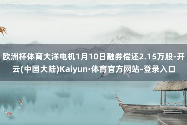 欧洲杯体育大洋电机1月10日融券偿还2.15万股-开云(中国大陆)Kaiyun·体育官方网站-登录入口